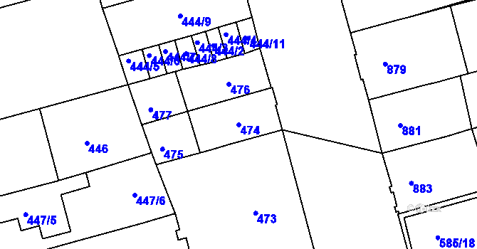 Parcela st. 474 v KÚ Ponava, Katastrální mapa