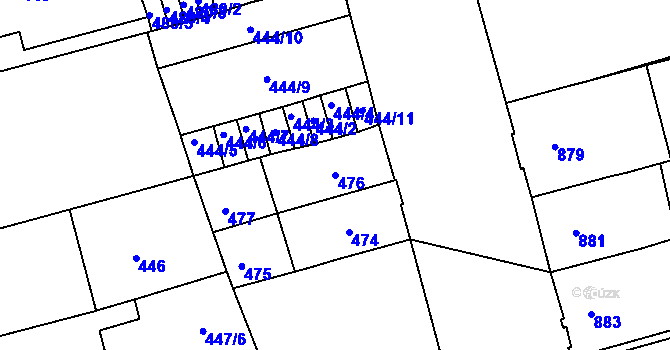 Parcela st. 476 v KÚ Ponava, Katastrální mapa
