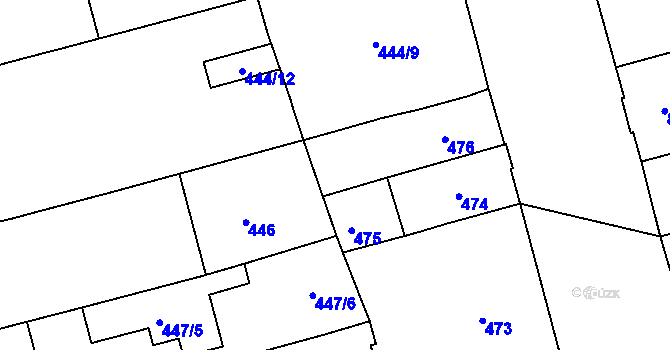 Parcela st. 477 v KÚ Ponava, Katastrální mapa