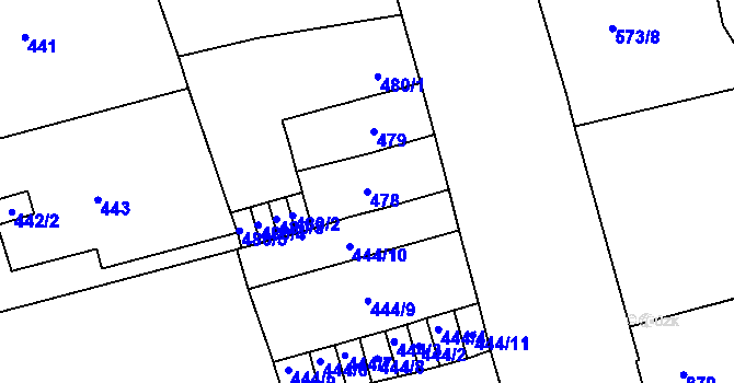 Parcela st. 478 v KÚ Ponava, Katastrální mapa