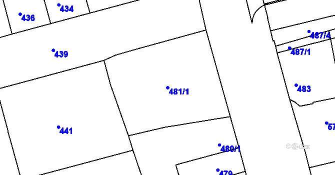 Parcela st. 481/1 v KÚ Ponava, Katastrální mapa