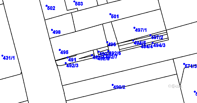 Parcela st. 492/5 v KÚ Ponava, Katastrální mapa