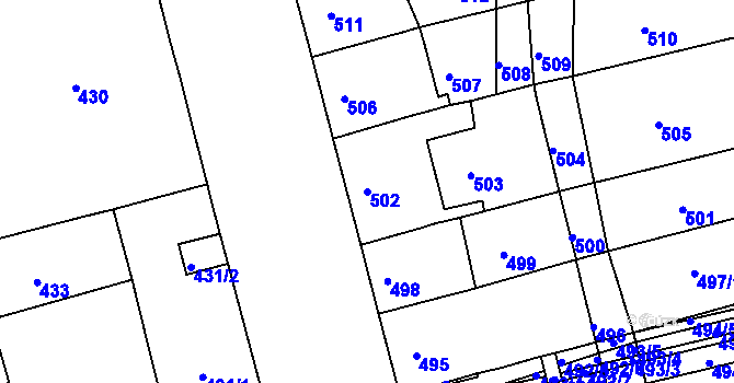 Parcela st. 502 v KÚ Ponava, Katastrální mapa