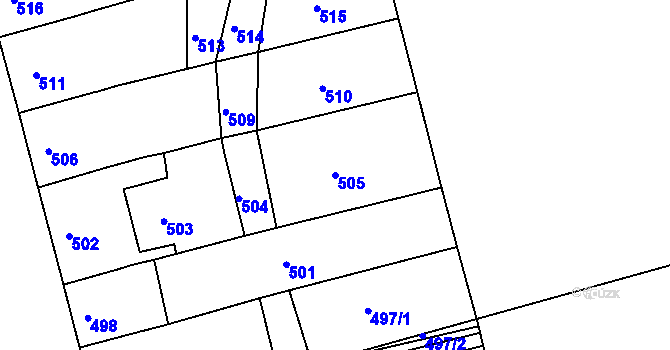 Parcela st. 505 v KÚ Ponava, Katastrální mapa
