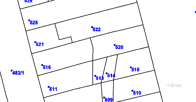 Parcela st. 518 v KÚ Ponava, Katastrální mapa