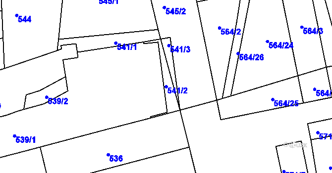 Parcela st. 541/2 v KÚ Ponava, Katastrální mapa
