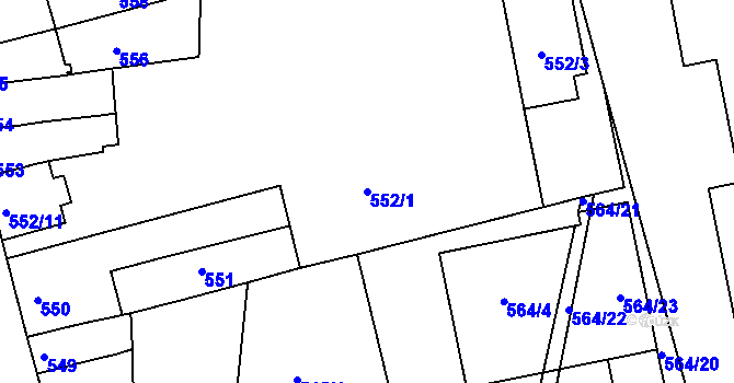 Parcela st. 552/1 v KÚ Ponava, Katastrální mapa
