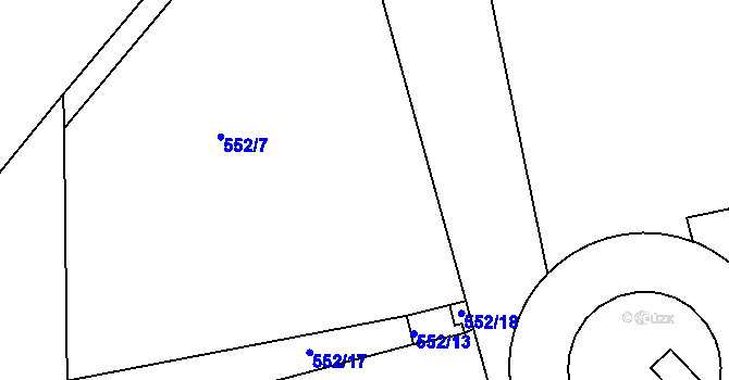Parcela st. 552/5 v KÚ Ponava, Katastrální mapa