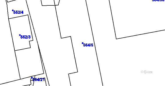 Parcela st. 564/5 v KÚ Ponava, Katastrální mapa