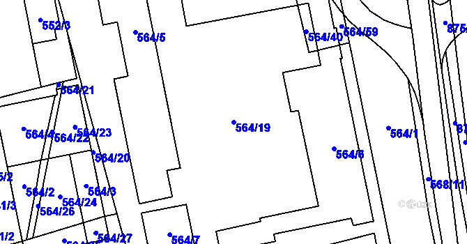 Parcela st. 564/19 v KÚ Ponava, Katastrální mapa
