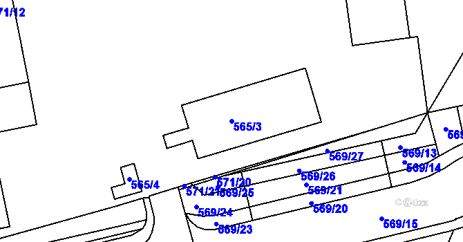 Parcela st. 565/3 v KÚ Ponava, Katastrální mapa