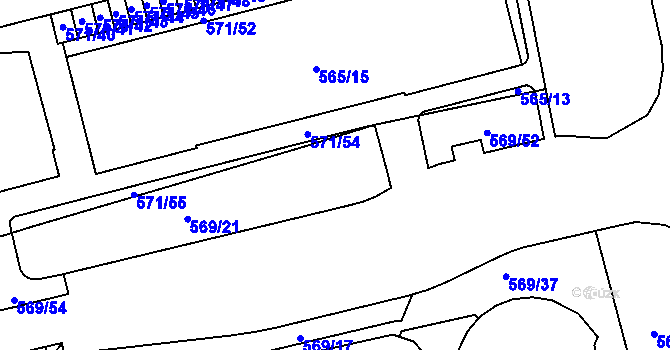 Parcela st. 569/13 v KÚ Ponava, Katastrální mapa