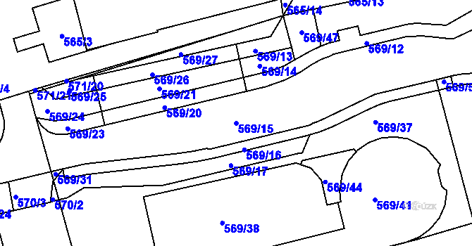 Parcela st. 569/15 v KÚ Ponava, Katastrální mapa