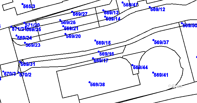 Parcela st. 569/16 v KÚ Ponava, Katastrální mapa