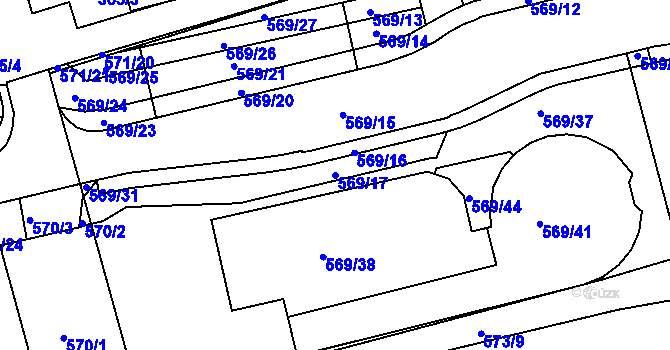 Parcela st. 569/17 v KÚ Ponava, Katastrální mapa
