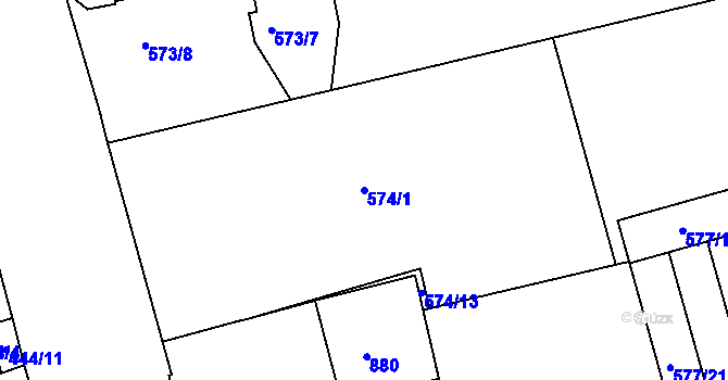 Parcela st. 574/1 v KÚ Ponava, Katastrální mapa