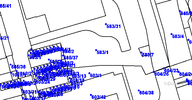 Parcela st. 583/1 v KÚ Ponava, Katastrální mapa