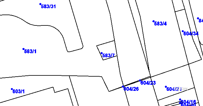 Parcela st. 583/7 v KÚ Ponava, Katastrální mapa