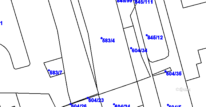 Parcela st. 583/8 v KÚ Ponava, Katastrální mapa