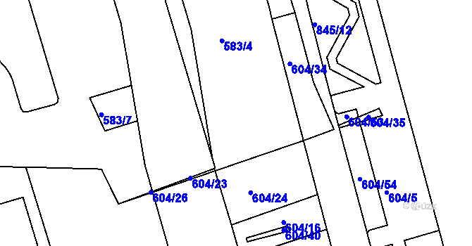 Parcela st. 583/9 v KÚ Ponava, Katastrální mapa