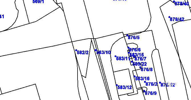 Parcela st. 583/10 v KÚ Ponava, Katastrální mapa