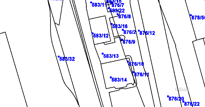 Parcela st. 583/13 v KÚ Ponava, Katastrální mapa