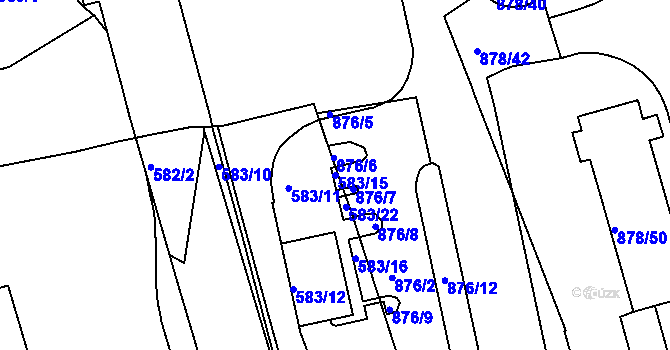 Parcela st. 583/15 v KÚ Ponava, Katastrální mapa