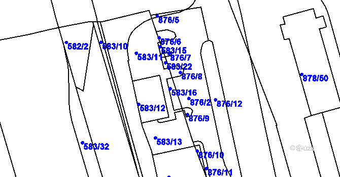 Parcela st. 583/16 v KÚ Ponava, Katastrální mapa