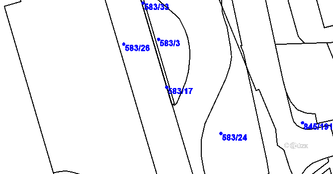 Parcela st. 583/17 v KÚ Ponava, Katastrální mapa