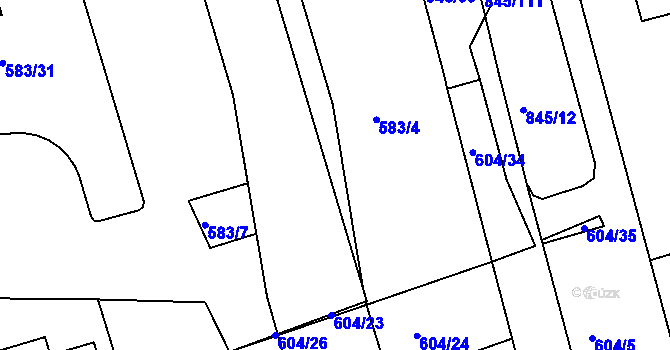 Parcela st. 583/19 v KÚ Ponava, Katastrální mapa