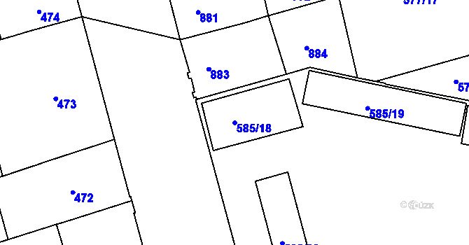 Parcela st. 585/18 v KÚ Ponava, Katastrální mapa