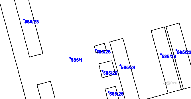Parcela st. 585/26 v KÚ Ponava, Katastrální mapa