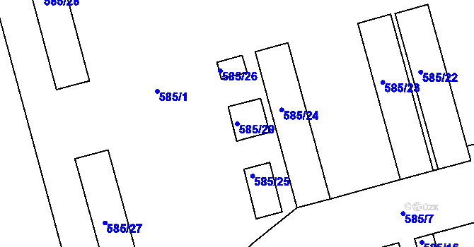 Parcela st. 585/29 v KÚ Ponava, Katastrální mapa