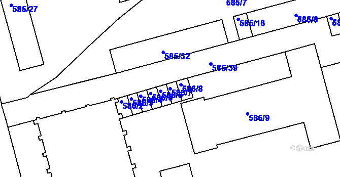 Parcela st. 586/7 v KÚ Ponava, Katastrální mapa