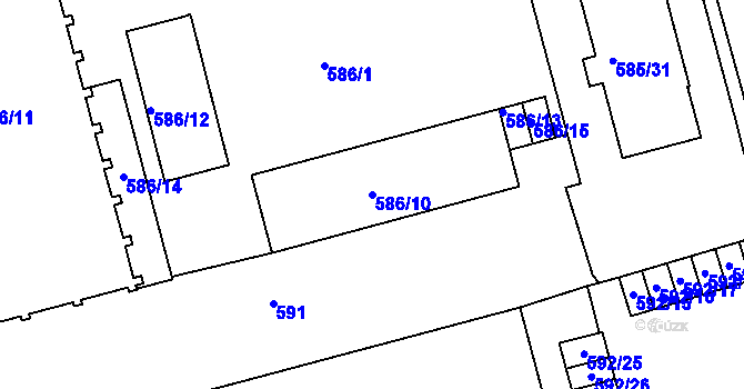 Parcela st. 586/10 v KÚ Ponava, Katastrální mapa