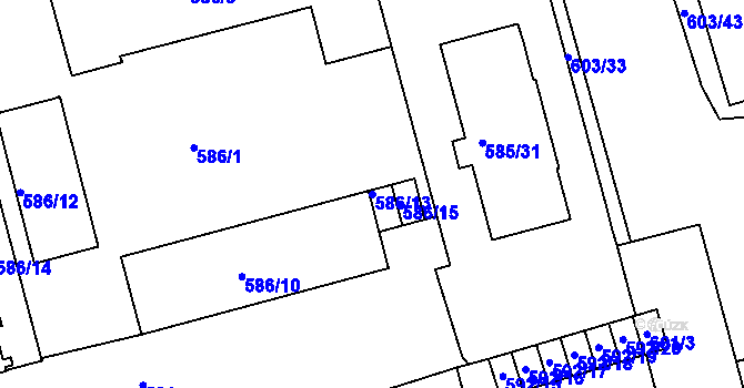 Parcela st. 586/13 v KÚ Ponava, Katastrální mapa
