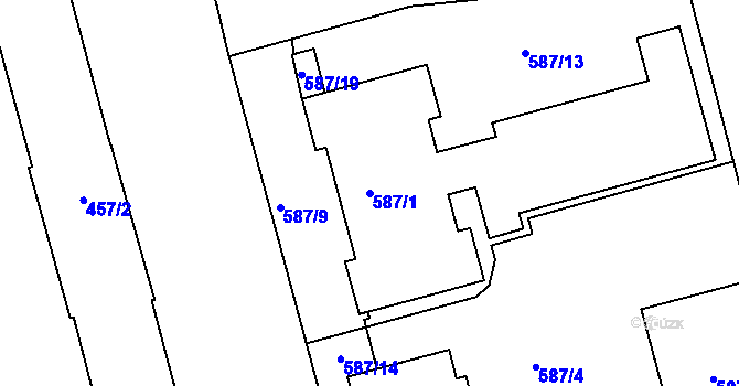 Parcela st. 587/1 v KÚ Ponava, Katastrální mapa