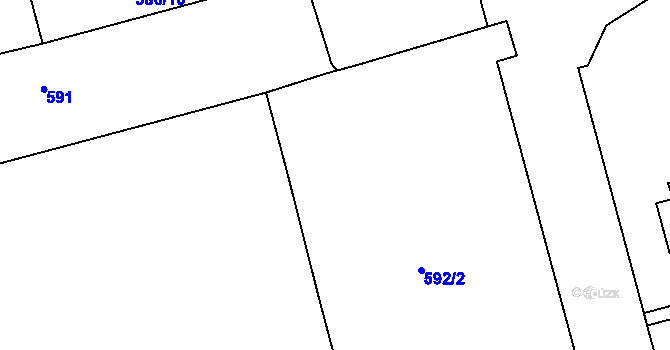 Parcela st. 592/13 v KÚ Ponava, Katastrální mapa