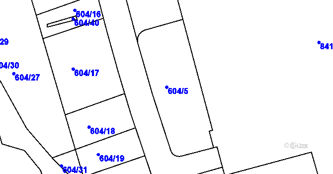 Parcela st. 604/5 v KÚ Ponava, Katastrální mapa