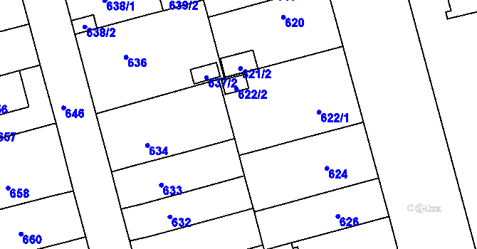 Parcela st. 623 v KÚ Ponava, Katastrální mapa