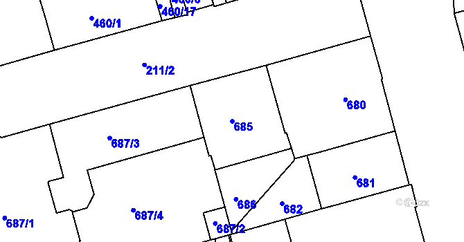 Parcela st. 685 v KÚ Ponava, Katastrální mapa