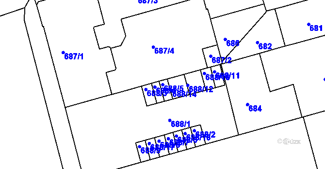 Parcela st. 688/5 v KÚ Ponava, Katastrální mapa