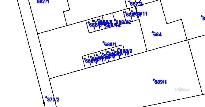 Parcela st. 688/7 v KÚ Ponava, Katastrální mapa