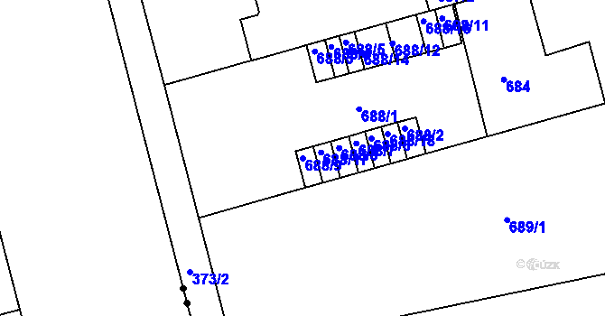 Parcela st. 688/9 v KÚ Ponava, Katastrální mapa