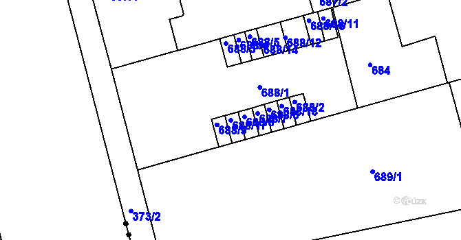 Parcela st. 688/17 v KÚ Ponava, Katastrální mapa