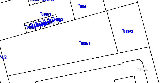 Parcela st. 689/1 v KÚ Ponava, Katastrální mapa