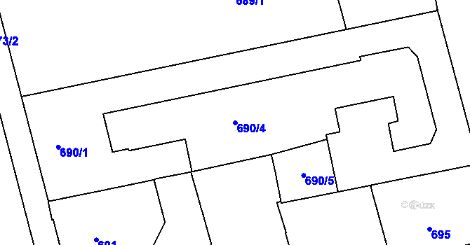 Parcela st. 690/4 v KÚ Ponava, Katastrální mapa