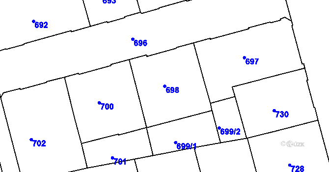 Parcela st. 698 v KÚ Ponava, Katastrální mapa