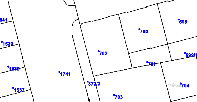 Parcela st. 702 v KÚ Ponava, Katastrální mapa