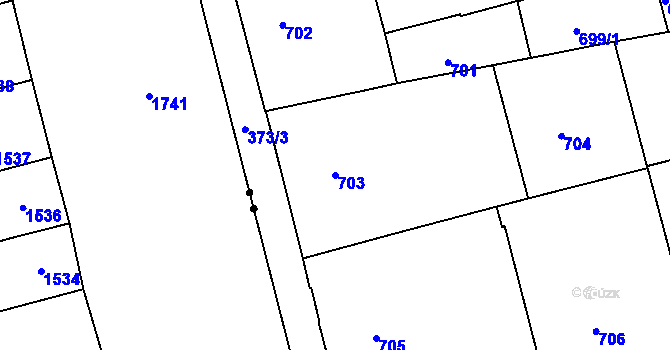 Parcela st. 703 v KÚ Ponava, Katastrální mapa